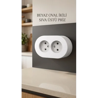 BUĞZ Beyaz Renk Çiftli Topraklı Sıva Üstü Priz - İç Mekan Uygunluğu