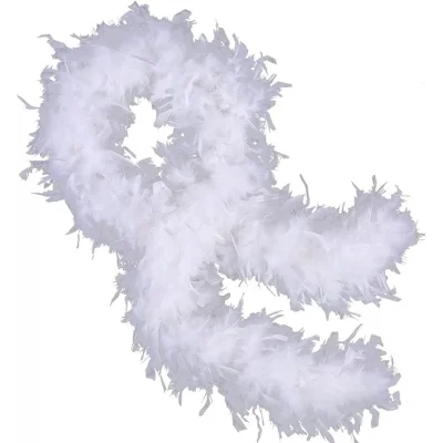 BUĞZ Beyaz Renk Kabarık Kalın Otriş Boa Tüy 6 Cm Genişlik 180-200 Cm Uzunluk