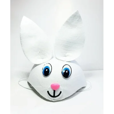 BUĞZ Beyaz Renk Kulaklı Tavşan Şapkası Hayvan Şapkası