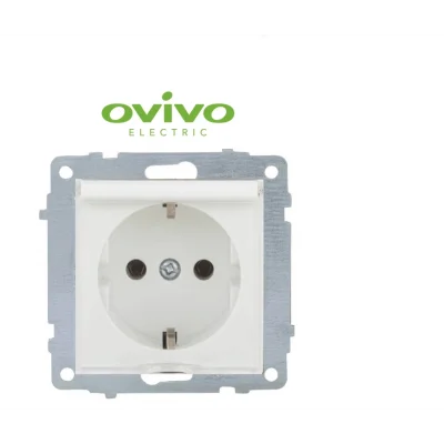  Beyaz Topraklı Kapaklı Priz Çerçevesiz Grano - Priz ve Anahtar İçin Uyumlu Çerçeve