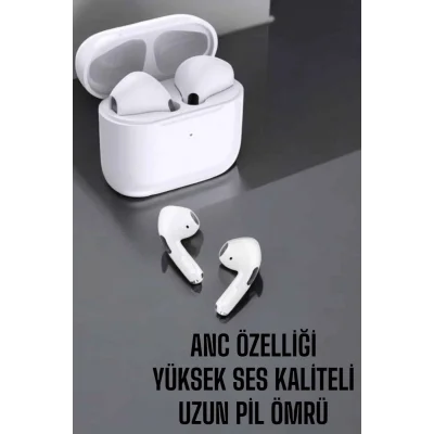 BUĞZ Beyaz Yeni Nesil Pro Bluetooth Kulaklık Yüksek Ses Kaliteli ANC Özelliği - BUĞZ