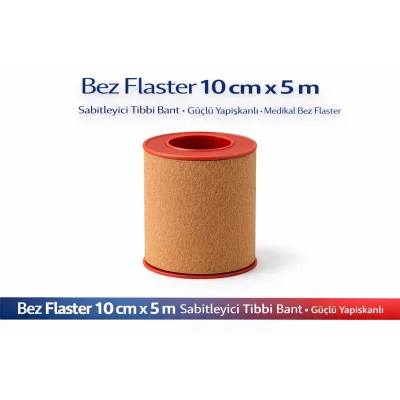 BUĞZ Bez Flaster 10 cm x 5 m Sabitleyici Tıbbi Bant Kahverengi Bez Flaster Güçlü Yapışkanlı 1 Adet