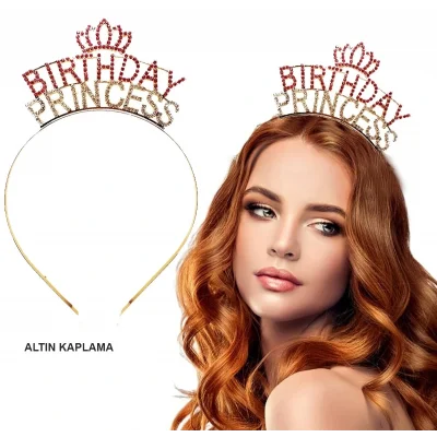 BUĞZ Birthday Princess Kristal Taç – Altın Kaplama