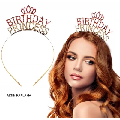  Birthday Princess Kristal Taç – Altın Kaplama