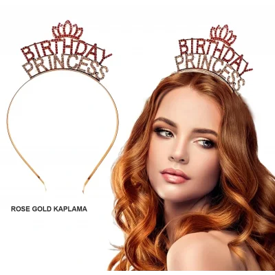 BUĞZ Birthday Princess Kristal Taç – Rose Gold Kaplama