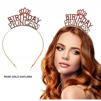 BUĞZ Birthday Princess Kristal Taç – Rose Gold Kaplama