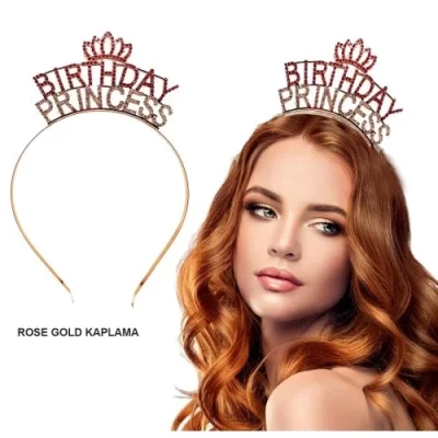  Birthday Princess Kristal Taç – Rose Gold Kaplama