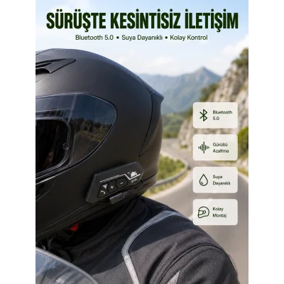 BUĞZ Bluetooth 5.0 Motosiklet Kask Kulaklık Eller Serbest ve Müzik Özellikli Yeni Nesil