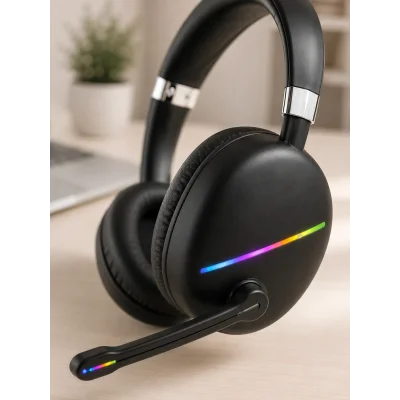 BUĞZ Bluetooth 5.0 RGB Işıklı Mikrofonlu Kablosuz Kulak Üstü Kulaklık - BUĞZ