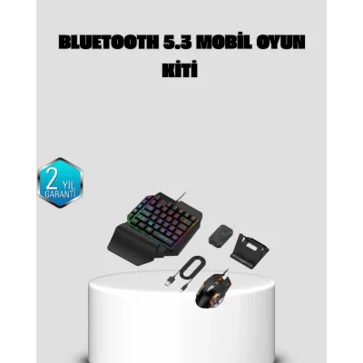 BUĞZ Bluetooth 5.3 Mobil Oyun Konsolu Dönüştürücü Seti 5 Parça Klavye Mouse Kit