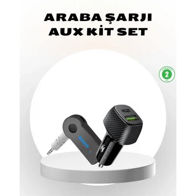 BUĞZ Bluetooth AUX Çevirici ve PD Destekli Araç Şarj Cihazı 2’li Set