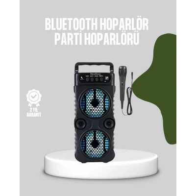 BUĞZ Bluetooth Bağlantılı LED Işıklı Taşınabilir Hoparlör – 1200 mAh Şarjlı, FM Radyolu