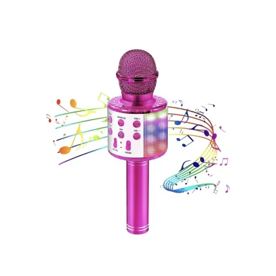 BUĞZ Bluetooth bağlantılı pembe karaoke mikrofonu, hoparlör özellikli, garantisiz - Elektronik