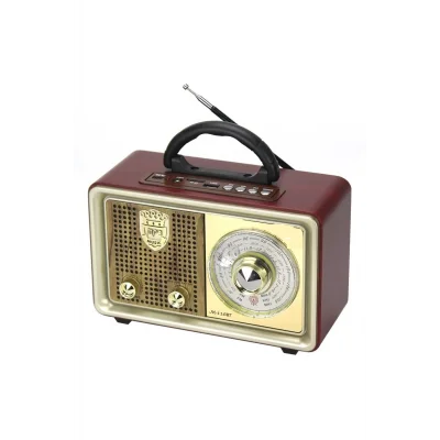 BUĞZ Bluetooth, FM radyo, USB, SD ve MP3 özellikli şarjlı nostaljik radyo kahverengi - Elektronik