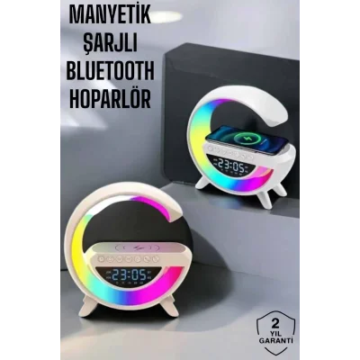  Bluetooth Hoparlör 15W Kablosuz Hızlı Şarj LED Gece Lambası