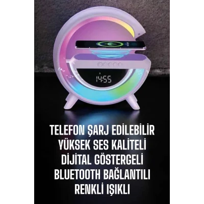 BUĞZ Bluetooth Hoparlör 15W Kablosuz Hızlı Şarj LED Gece Lambası - BUĞZ
