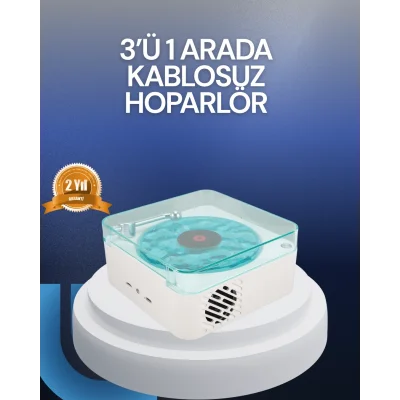 BUĞZ Bluetooth Hoparlör – 3-ü-1 Saatli Gece Lambası ve Vintage Tasarım