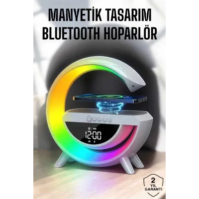  Bluetooth Hoparlör Dijital Göstergeli Wireless Şarj RGB Işıklı