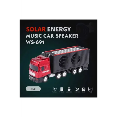 BUĞZ Bluetooth hoparlör kırmızı renk güneş enerjili kamyon tır araba tasarım 10 watt TWS FM radyo