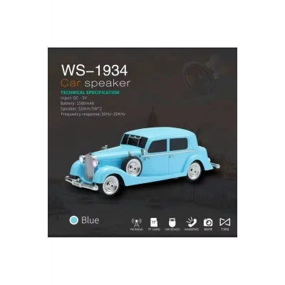 BUĞZ Bluetooth hoparlör mavi renk, şarjlı, FM radyo, SD kart, USB, çoklu bağlantı, 1 yıl garantili