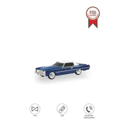 BUĞZ Bluetooth hoparlör retro araba tasarımlı 10W mavi FM USB TWS 3 saat dinleme süresi