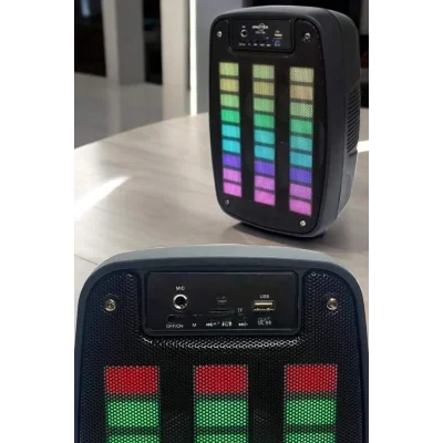 BUĞZ Bluetooth Hoparlör RGB Işıklı USB SD Kart Girişli Taşınabilir - BUĞZ