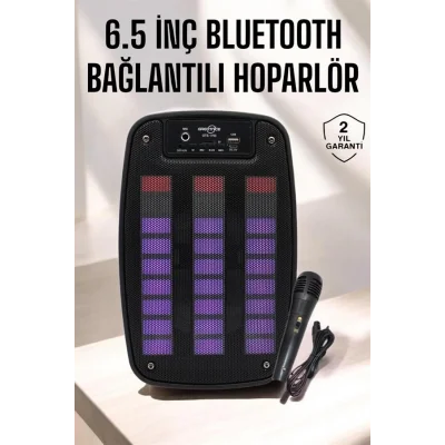 BUĞZ Bluetooth Hoparlör RGB Işıklı USB SD Kart Girişli Taşınabilir - Lisinya