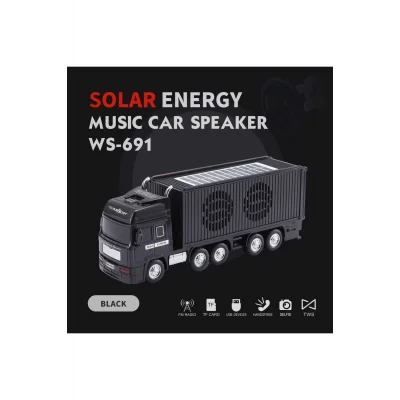 BUĞZ Bluetooth hoparlör siyah güneş enerjili kamyon tır araba 10 watt TWS FM radyo USB SD kart
