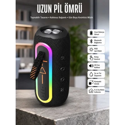 BUĞZ Bluetooth Hoparlör Uzun Pil Ömrü Taşınabilir Yüksek Ses Kaliteli