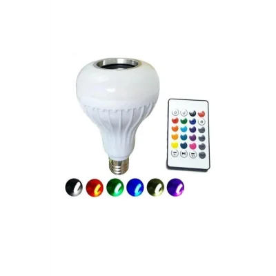 BUĞZ Bluetooth hoparlörlü uzaktan kumandalı led ışık beyaz renkli 7 renk ışık seçeneği