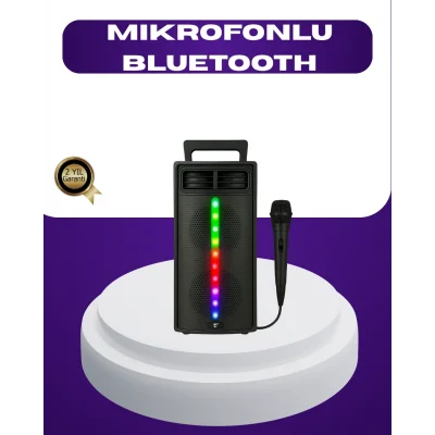 BUĞZ Bluetooth Işıklı Hoparlör – 2x5W Güç | USB + TF Kart + FM Radyo | Siyah Renk