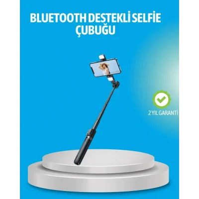 BUĞZ Bluetooth Işıklı Uzaktan Kumandalı Selfie Çubuğu – 130 cm Yükseklik
