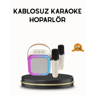 BUĞZ Bluetooth Karaoke Hoparlör Renkli LED Işıklı ve Type-C Şarjlı