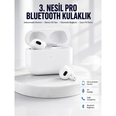 BUĞZ Bluetooth Kulaklık 3. Nesil Ios Android Uyumlu Yeni Nesil Wireless Charge