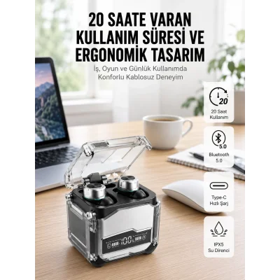 BUĞZ Bluetooth Kulaklık Dokunmatik Kontrol Tws kablosuz kulaklık Hi-fi Stereo