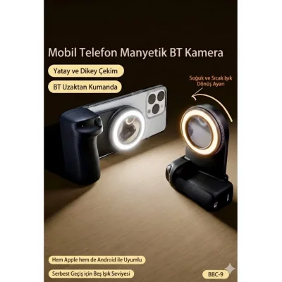 BUĞZ Bluetooth Manyetik Telefon Yapıştırma Kavrama Halka Dolgu Işığı İle Magsafe Selfie Klips - BUĞZ