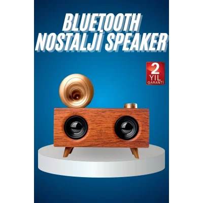  Bluetooth Nostalji Speaker Radyo Gramofon Ahşap Renk Vintage