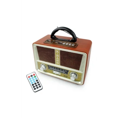 BUĞZ Bluetooth özellikli açık bej renk nostaljik radyo ahşap görünümlü FM SD kart USB girişli