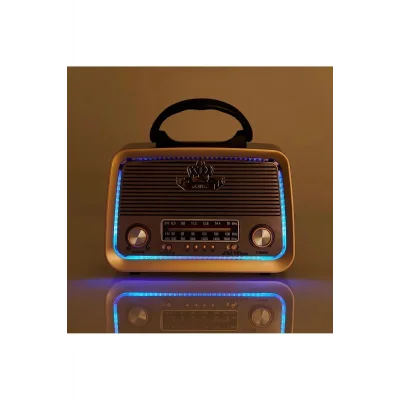 BUĞZ Bluetooth özellikli kahverengi nostaljik radyo FM SD kart AUX girişli 2 yıl garantili