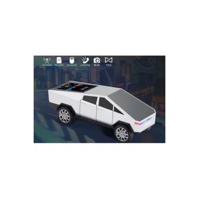 BUĞZ Bluetooth özellikli şarjlı araba tasarımlı hoparlör beyaz renk FM radyo SD kart USB girişli