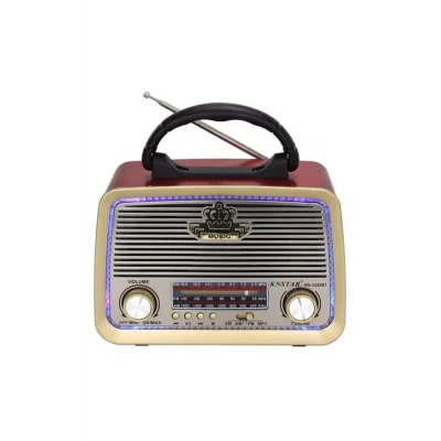 BUĞZ Bluetooth özellikli şarjlı LED aydınlatmalı ahşap nostaljik radyo MP3 çalar gri 2 yıl garantili