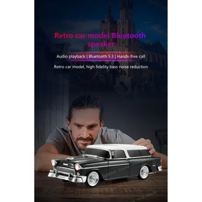 BUĞZ Bluetooth özellikli siyah nostaljik araba tasarımlı hoparlör 10 watt FM radyo SD kart USB