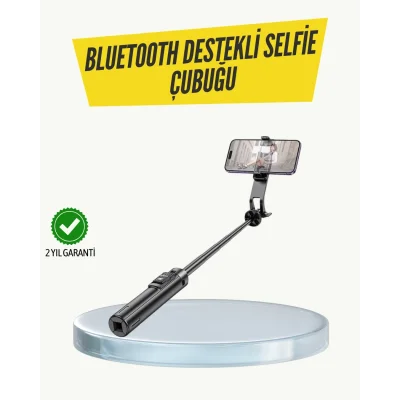 BUĞZ Bluetooth Selfie Çubuğu – Işıklı, Katlanabilir, Uzaktan Kumandalı