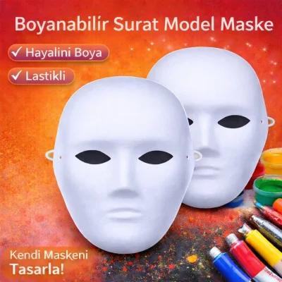 BUĞZ Boyanabilir Surat Model Maske – Lastikli | Kendin Tasarla