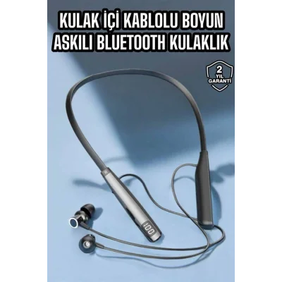 BUĞZ Boyun Askılı Bluetooth Kulaklık Uzun Şarj Süreli Dijital Göstergeli Kablolu - BUĞZ