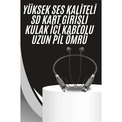  Boyun Bantlı Kulak İçi Kablolu Yüksek Ses Kaliteli Bluetooth Kulaklık