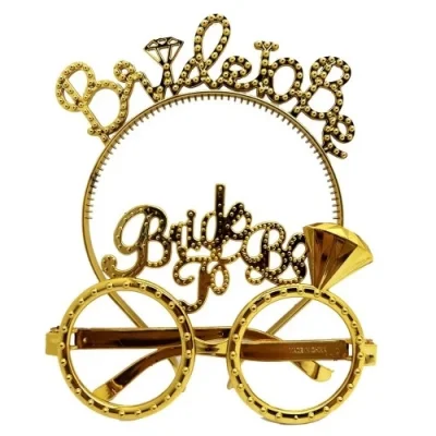  Bride To Be Taç ve Gözlük Seti Altın Renk