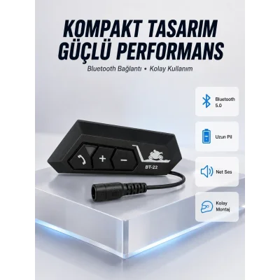 BUĞZ BT22 Motosiklet Kask İçi Bluetooth Kulaklık İnterkom Destekli Yeni Nesil