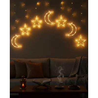 BUĞZ Büyük Ay Yıldız Ramazan Led Işık Dekoratif Işıklı Süs