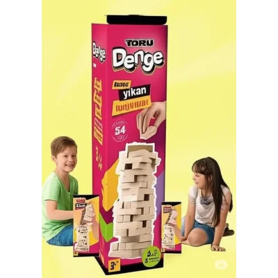  Büyük Boy Doğal Ahşap Denge Oyunu Kule Oyunu 54 Parça Ahşap Yapı Blokları Cenga